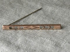 Antique 10k Gold Top Bar Brooch Engraved Flower Design Edwardian Era FJ247