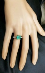 Vintage Platinum Engagement Ring 1.96CT. Gem Natural Green Tourmaline
