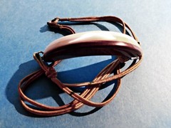 Vintage 3-Toned Wood Pendant Leather Pull Cord Necklace