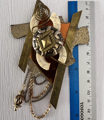Lot of 5 Vintage Steampunk Brooch Chains Beads Metal Upcycled Connie Nanaimo BC
