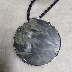 Large 2 Inch Sterling Silver Genuine Connemara Marble Shamrock Pendant