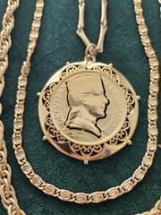Latvia Vintage Gold Colored 1931 5 Lati Coin Pendant With Chain