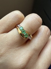 Sweden vintage 18k Emerald Diamond Ring