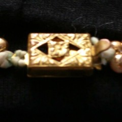 Vintage Gold and White Beaded Geometric Rectangle Filigree Box Clasp Necklace