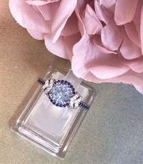 Vintage Jewellery Rose Gold Ring Aquamarine Sapphires Diamonds Antique Jewelry