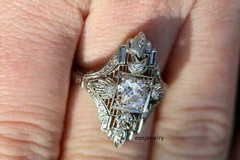 Art Deco Style 2Ct Lab Created Diamond Filigree Wedding 14K White Gold Over Ring