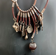 UNOde50 Rare Boho Leather Charm Necklace Statement Talismans Spiritual Unisex