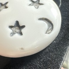 Vintage Medici Pierced Lucite Earrings Round Boho Stars Moon Magical White Sky