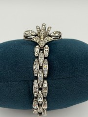 VTG Antique Art Deco Sterling Silver Rhinestone Cage Bracelet – Made in Germany.