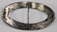 Antique Victorian Sterling Silver Oval Etched Belt Buckle Sash Brooch 9.75g 2.5″