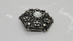 Vintage Rhinestone Multi Stone Brooch Metal 1.5″