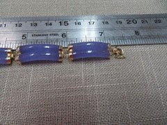 7″ HN 14k Yellow Gold Lavender Jade Double Row Bangle Bracelet