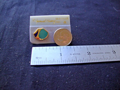 VINTAGE SAMUEL HUANG DESIGNER CLOISONNE RETRO MOD AQUA & COBALT STUD EARRINGS