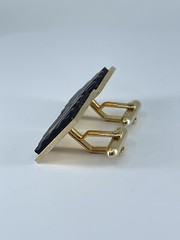 Swank Cufflinks Mother of Pearl square ribbed design bullet backs 1″