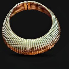 Vintage Gold Tone Tubogas Omega Collar Statement Necklace 18” Bold 148.4g