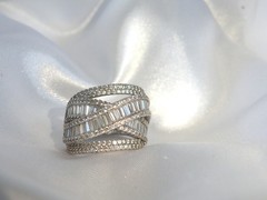 Sterling Silver 925 Multi Row Baguette CZ Highway Ross Simons Ring Size 6