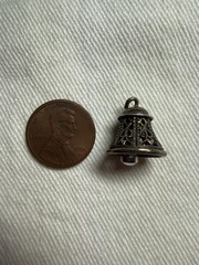 Vintage Sterling? Silver Filigree Bell Charm It Rings
