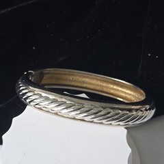 Vintage 90s Silver Plated Metal Hinged Bracelet 7-7,5″ Wrist