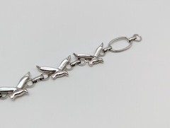 Vintage Silver Tone Flying Stretched Wing Bird Dove Chain Link Bracelet Animals