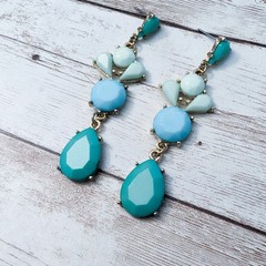 Vintage Earrings For Pierced Ears – Bluey Green Tones Dangle