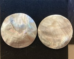Vintage MOTHER OF PEARL Earrings Large Abalone Circles Pierced post Mermaid BOHO