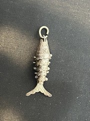 Vintage Articulated Fish Charm Pendant Sterling Silver Moving Segmented Koi