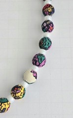 Vintage Silk Covered Glass Beads White Colorful Necklace