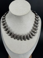 Vintage Brutalist Silver Tone Spiral Statement Necklace Modernist Chunky 15.5″