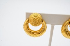 Vintage Clip On Earrings Gold Tone Textured Doorknocker