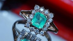14k rose gold 0.78ct natural diamond sz 4.25 ring emerald vtg treated 2.50g 3823