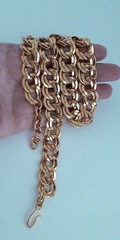 Vintage Monet Signed Double Curb Link Chain Necklace Gold Tone 21”