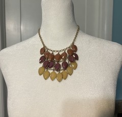 Vtg Statement Necklaces Lot 11 Peacock Decor Tin Boho Acrylic Lucite Beaded Bold
