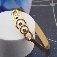 Vintage Crown Trifari Gold Silver Tone 6 1/4″ Petite Tension Bangle Bracelet