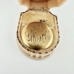 Antique Victorian Gold Filled Initial Monogram Locket Pendant W&H Co Repair Read