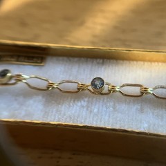 Vintage Marathon 12k Gold Filled Bracelet Faceted Blue Topaz Rhinestones 6”