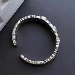 Openwork carved blue topaz bracelet for women, vintage style.