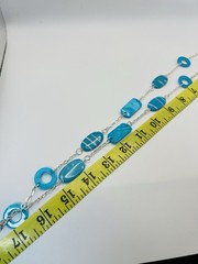 Vintage Blue Lucite Chain Necklace Mod Geometric Statement