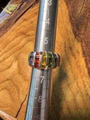 Vintage Sterling Silver 925 Rainbow CZ Channel Set Band Ring Size 6.5 6.30g