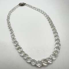Vintage Rock Crystal Quartz (tested) Graduated Faceted Beads 17″ 4.3mm-9.5mm