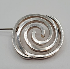 VTG 925 Spiral Brooch 1.25in Sterling Silver Solid 15g Abstract 3D Geometric