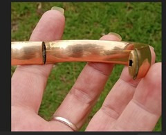 Antique Gold Filled GF Bangle Bracelet 36g, 7.5in, 1/2in Wide, Polished, Hinged