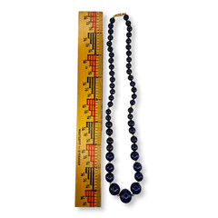 Vintage Graduated Lapis Lazuli and 14KT Gold Beads Clasp Necklace 17.75 Inches