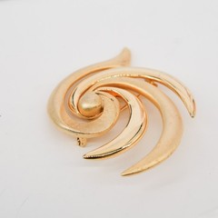 Tona Modernist Swirl Brooch Gold Tone Dual Texture Spiral Pin VTG | 2.5″