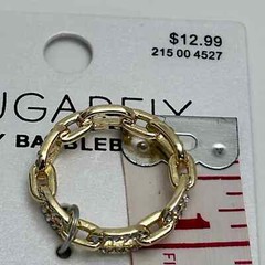 Set Of SugarFix By BaubleBar Rhinestone Hoop Earrings & Chain Link Ring Size 8