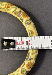 Vintage Japanese Ceramic Bangle Bracelet Beige Tan Paisley Floral