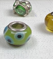 5 Sterling 925 Silver Green Blue White Yellow Glass Murano? Slide Charms