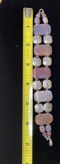 Purple Gemstone Nuggets Link Bracelet Stone Sterling 7” Vintage C13p