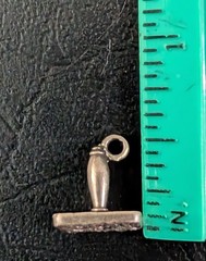 Vintage Small Sterling Hand Held Rubber Stamp Charm says “I Love You” it works