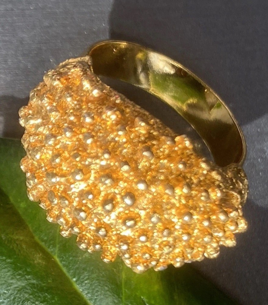 Vintage Cocktail Ring Estate Jewelry Pre-owned Sea Urchin Dome Gold Plated Sz 7