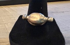 Vintage Silver Tone Scarab Ring Adjustable Open Cuff Boho Artisan
